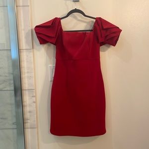 Off the shoulder red dress worn once